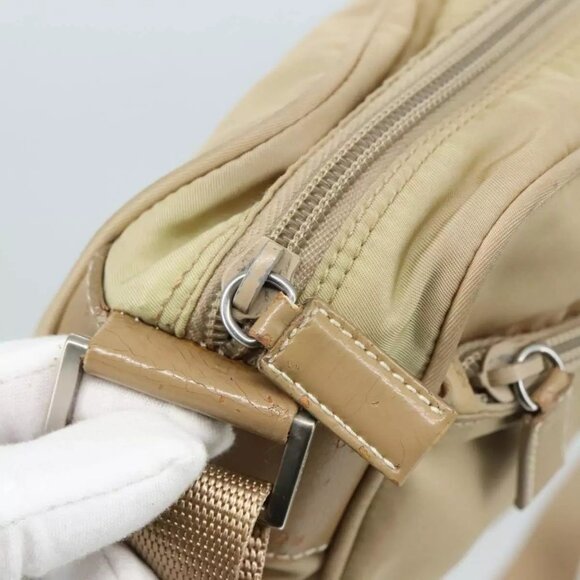 PRADA Shoulder Bag Nylon Beige Silver Auth - Picture 14 of 16